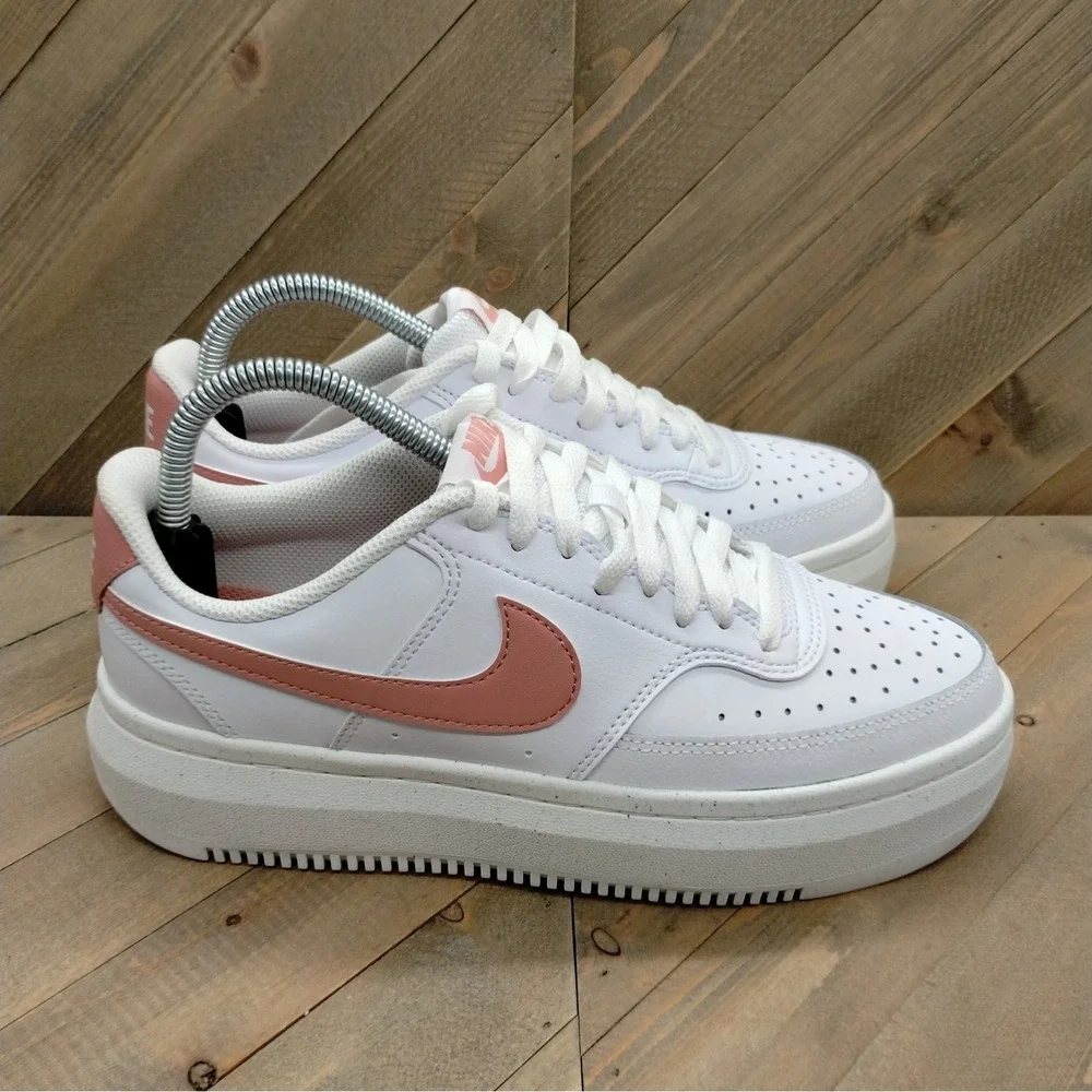 Nike Court Vision Alta Casual Platform Shoes‎ Womens Size 9 White Pink Sneakers